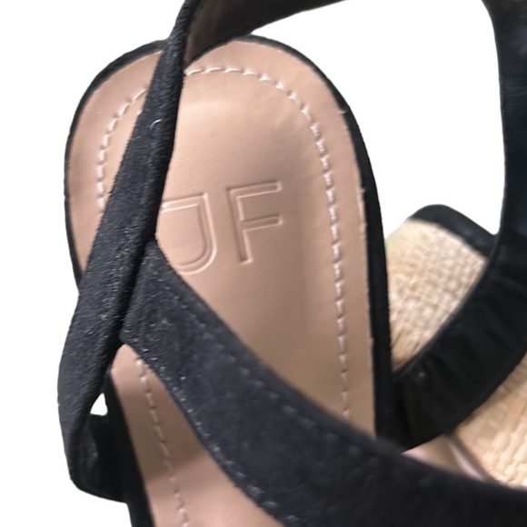 NEW JustFab Tina Crossover Black Raffia Faux Suede Chunky Platform Sandals - 8 - Picture 14 of 16